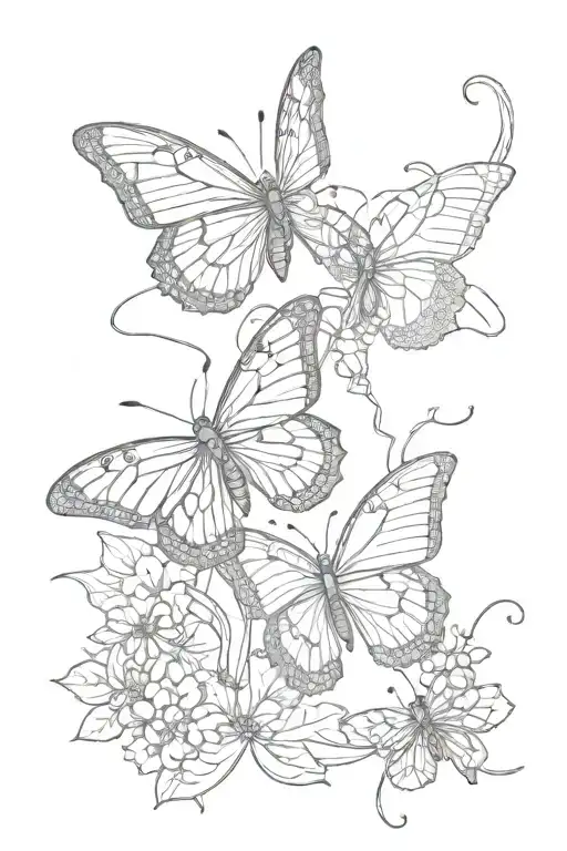 Lines Connecting Butterflies With A Small Scorpion