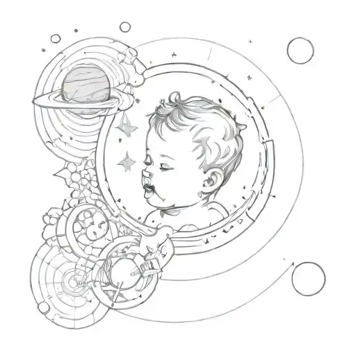Outline Of A Baby With The Solar System Around Them And The Quote Ill Love You Forever And A Day