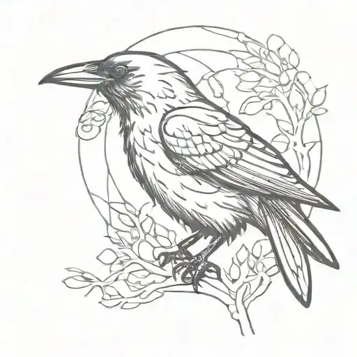 Tiny Raven Simple Tattoo Feminine Design Inspired