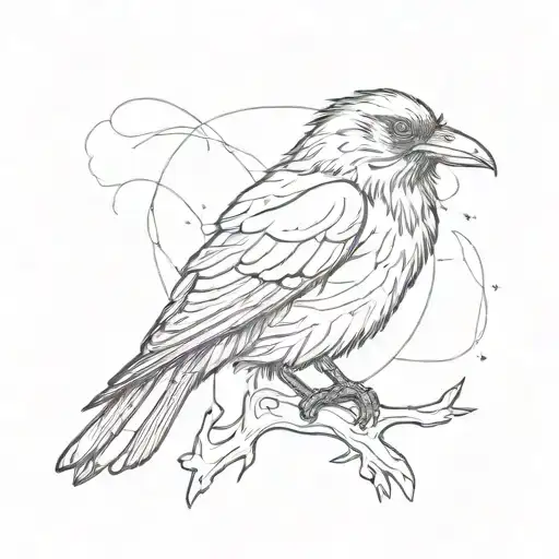 Tiny Raven Simple Tattoo Design