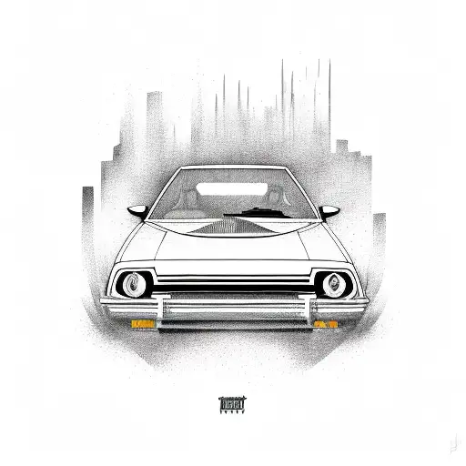 A Sketch-style Illustration Of A Ford Pinto Surrounded By Iconic Car Parts