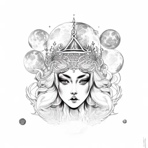 Moon Goddess With A Snake Crown