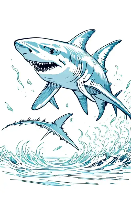 Shark Sketch Style Illustration