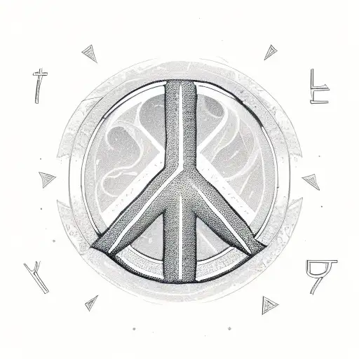 Peace Symbol With Letters R V