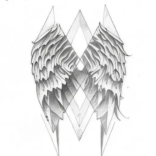 Tattoo Of Angel Wings Intersecting In The Shape Of A Triangles