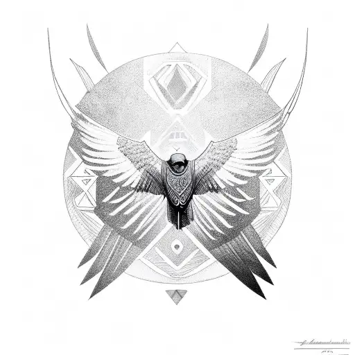 Tlingit-inspired Geometric Design Of A Raven In Flight