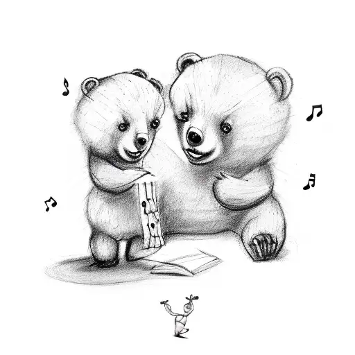 A Whimsical Sketch Of A Ballerina Bear Pirouetting On A Music Note