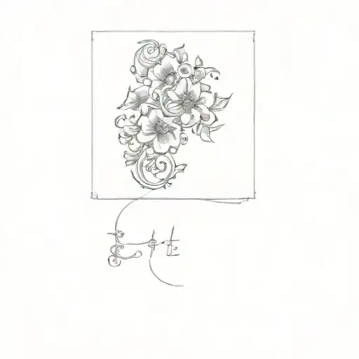 A Drawing Of A Flower Scroll Work Design