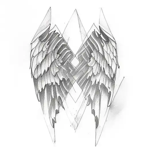 Tattoo Of Angel Wings Intersecting In The Shape Of A Triangles