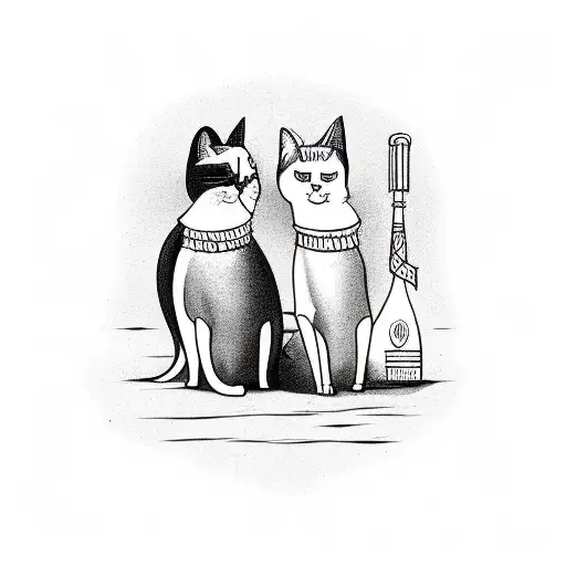 Two Cats Holding Margaritas By The Beach