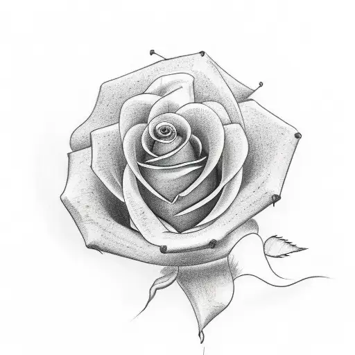 A Minimalist Tattoo Of A Rose With The Name 'Andrew' Incorporated Into The Handle