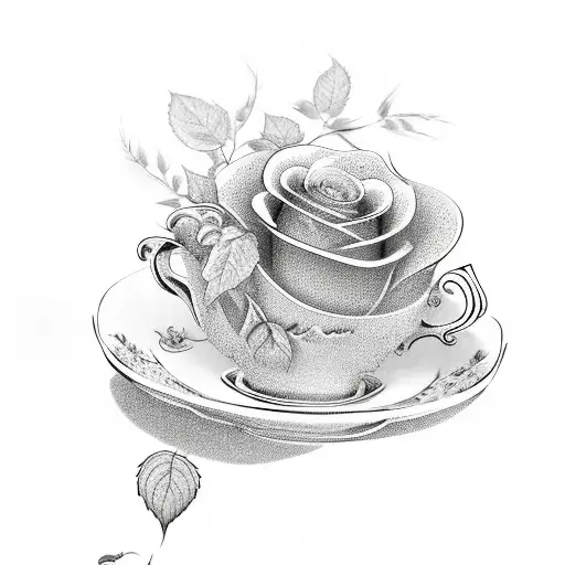 Rose Vine Wrapping Around A Delicate Teacup Handle