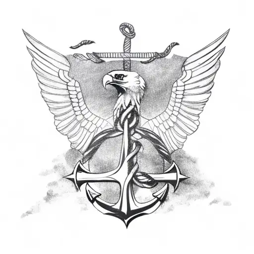 Eagle On An Anchor And Ship