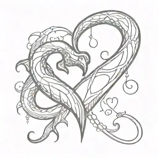 Heart Shaped Fishing Hook Intertwined