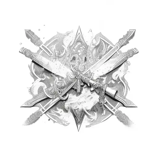 Cross With Fire Swords