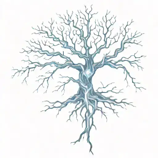 Blue Lightning Bolt Forming Into Tree Root