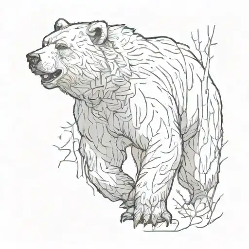 An Angry Bear In Forest