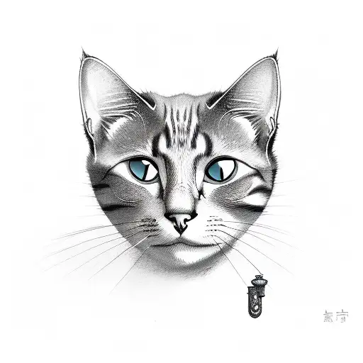 A Sketch-style Portrait Of A Cat Wearing A Genshin Impact Character's Outfit