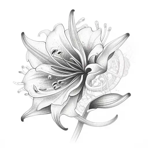 Lily Flowers Intertwined With Hip Hop Symbols In A Black-grey Style