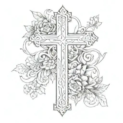 The Number Thirteen And The Cross Tattoo In The Style Of Realism And Graphics