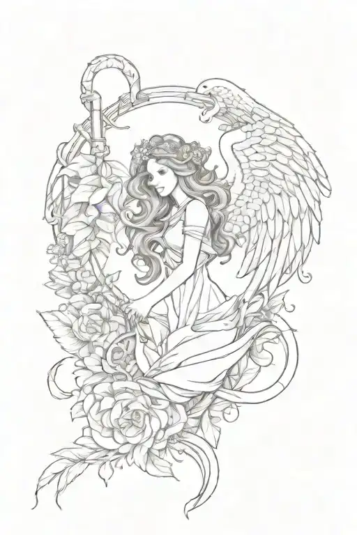 Dalias And Anchor Angel Wings