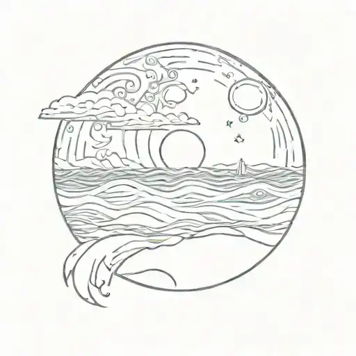 Full Moon Over Blue Water Waves