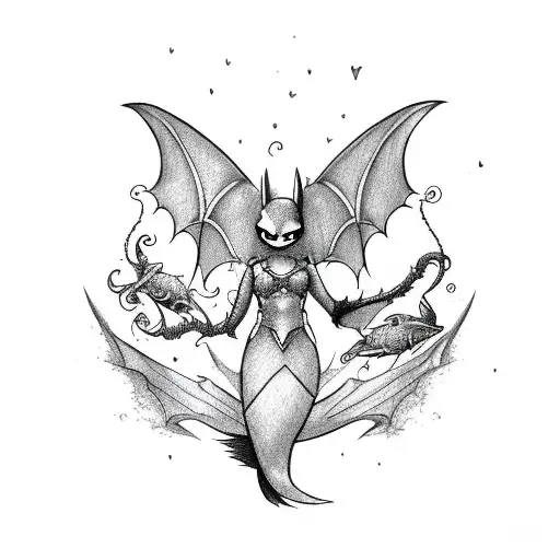A Bat With A Mermaid Tail Instead Of Hind Legs