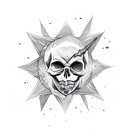 Skull With Nebula Star With Demon Horns