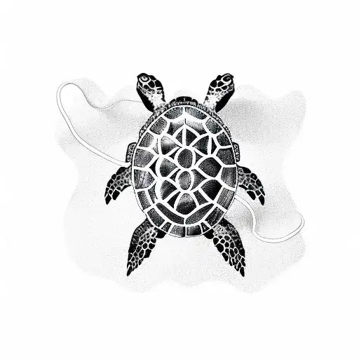 Sea Turtle With Ribbon In Shell