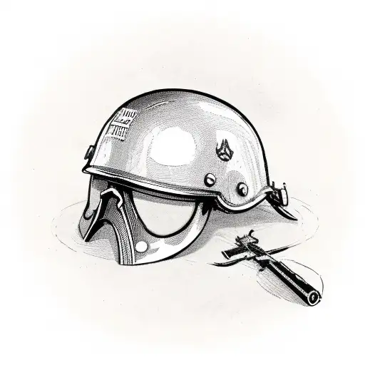 Skeleton Shooting M16 With Ww2 Helmet With A Ace Card On It