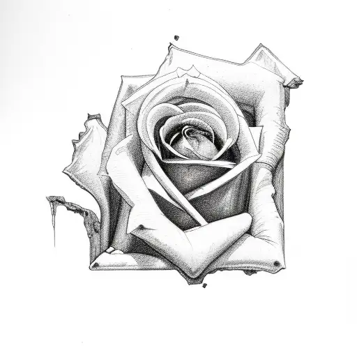 Rose Inside A Broken Window