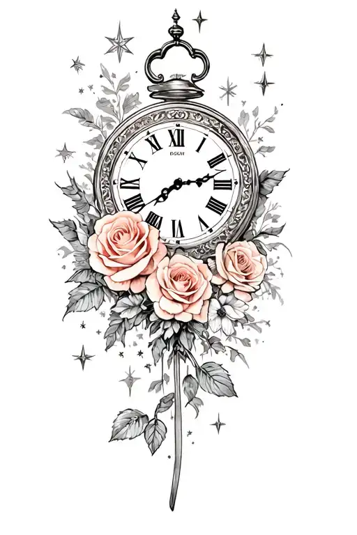 Roses And Clock And Stars And