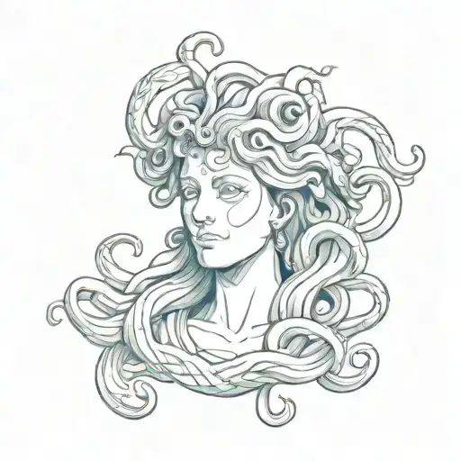 Dark Sketchy Medusa Head Statue Broken