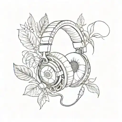 A Tattoo Design Combining The Symbol Of Yerba Mate With Headphones