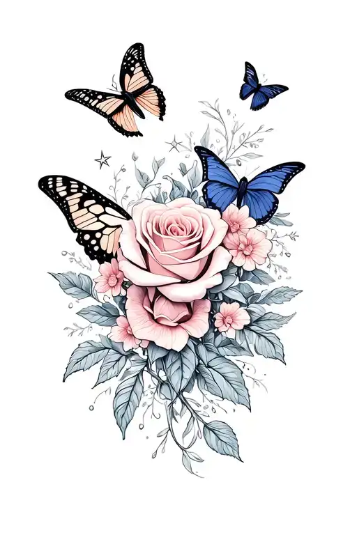 Butterflies And Roses And Stars
