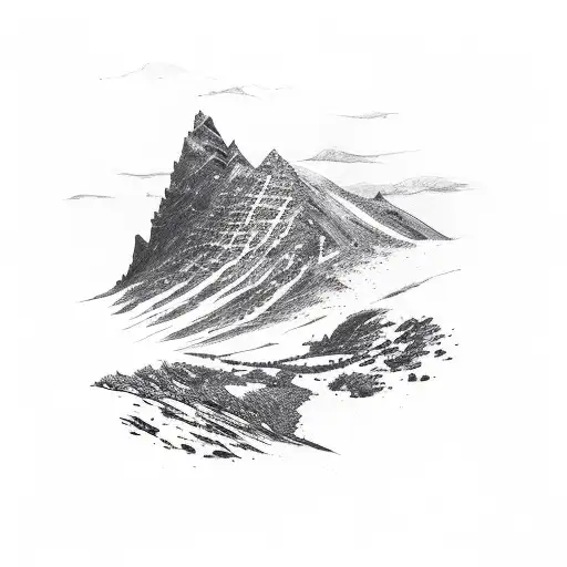 Motorcycle Tire Tracks Forming A Mountain Range