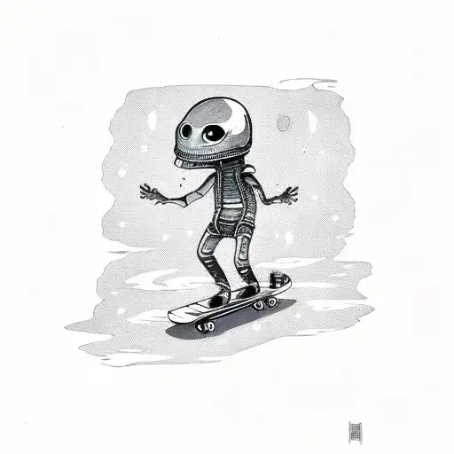 Alien Riding A Skateboard