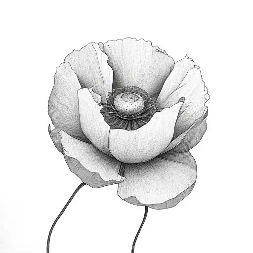 Start Straight Line To Poppy Flower Single Line