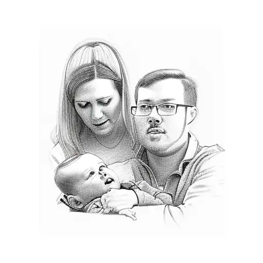 Family Picture Mom Dad And Son Watch To The Distance From A Mountain