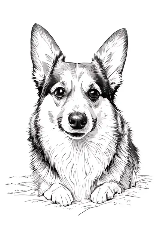 Beautiful Desert Background With Corgi Face Portriatr