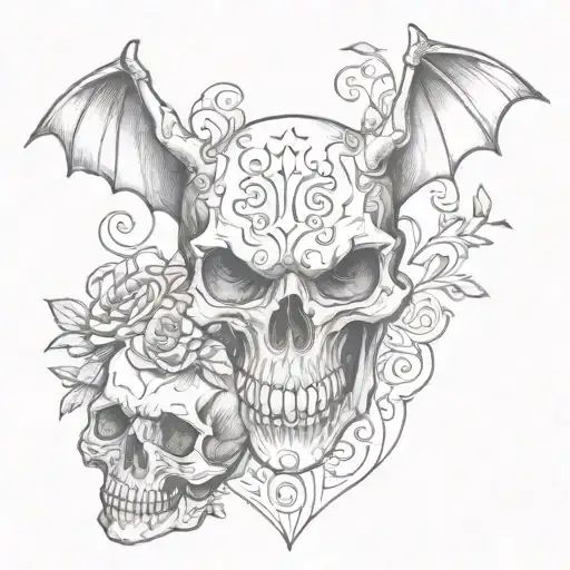 Bat Heart Skull