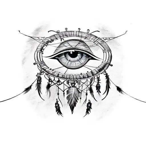 A Sinister-looking Evil Eye Surrounded By Intricate Dreamcatcher Patterns