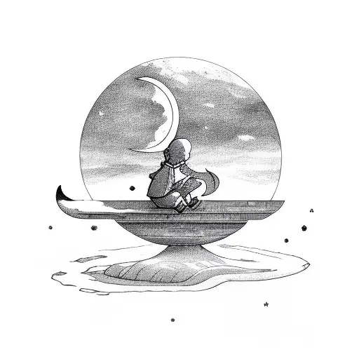 Boy Sitting In Crescent Moon