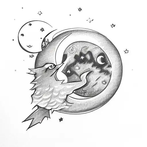 A Lit Bic Lighter With A Moon And Stars