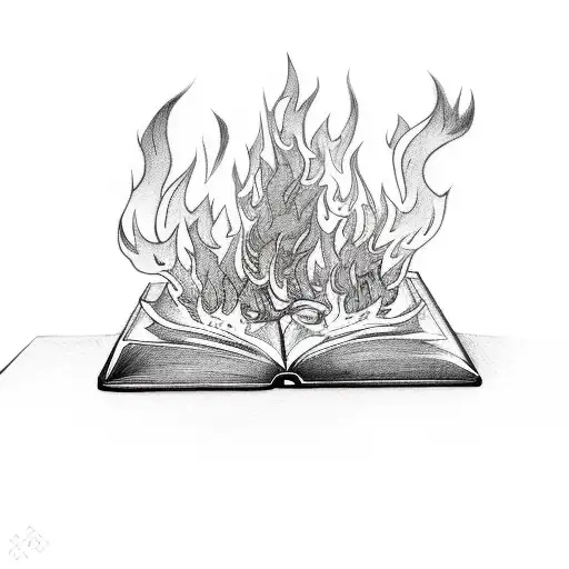 An Open Burning Book With Flames Coming Out Of It