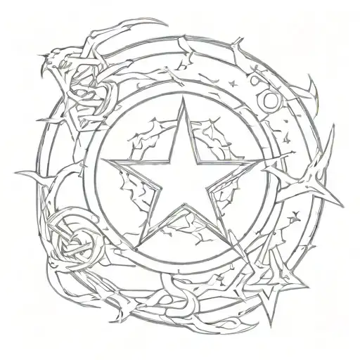 Incorporate An Ouroboros And Star Into A Sketch-style Tattoo Design