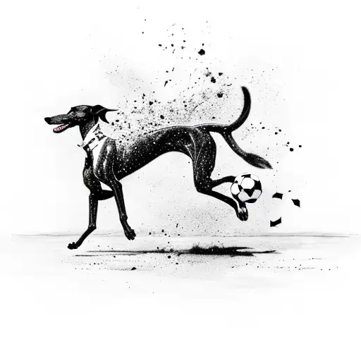 A Silhouette Of A Greyhound Running Through A National Park With A Football In Its Mouth