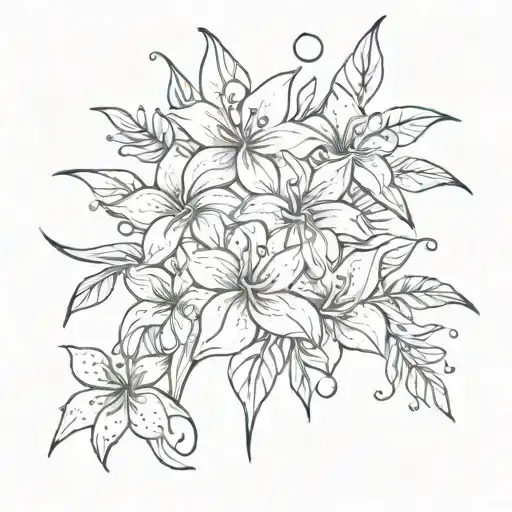 No Regrets In Script With Stars And Hawaiian Flowers