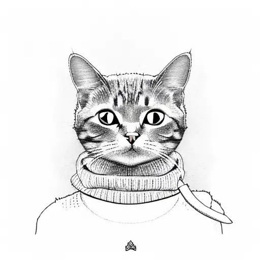 Cat Drinking Wine Wearing A Cozy Sweater