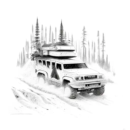 A 4Wd Vehicle Surrounded By Nature